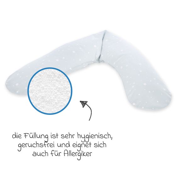 Theraline Stillkissen Dodo mit Mikroperlen-Füllung inkl. Bezug 170 cm - Sternchen - Blau
