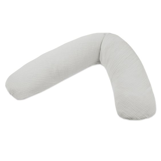 Theraline Cuscino allattamento Dodo Premium con imbottitura fine in perle incl. copertura - Mussola 180 cm - Grigio nebbia