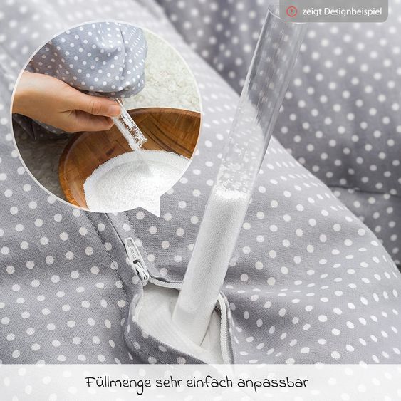 Theraline Nursing Pillow Dodo Premium with fine pearl filling incl. cover - muslin 180 cm - Mist Grey