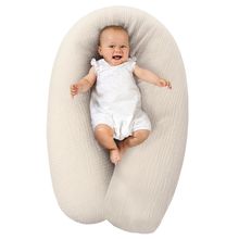Stillkissen Dodo Premium mit feiner Perlen-Füllung inkl. Bezug - Musselin 180 cm - Sandbeige