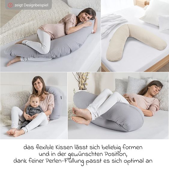 Theraline Stillkissen Dodo Premium mit feiner Perlen-Füllung inkl. Bezug - Musselin 180 cm - Sandbeige