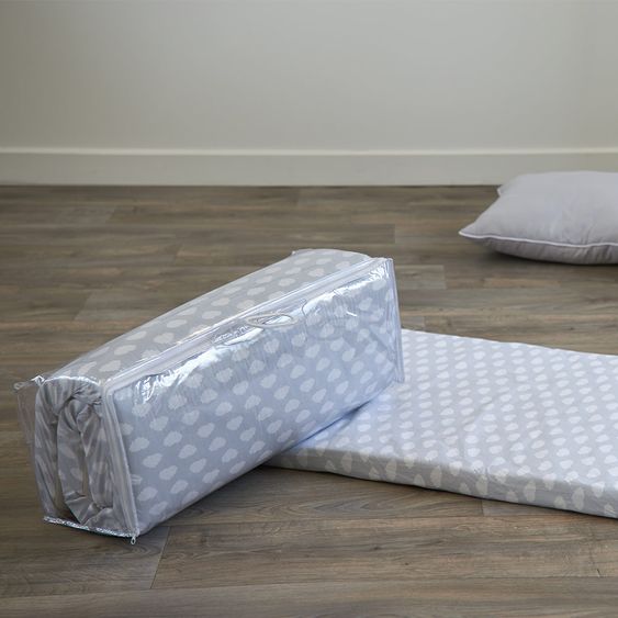 Tineo Travel cot mattress rollable 60 x 120 cm - Clouds - Grey