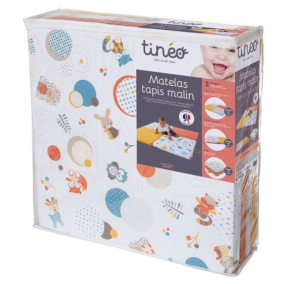 Tineo Reisebett &Spielmatratze 3 in 1 60 x 120 cm - Waldfreunde - Bunt