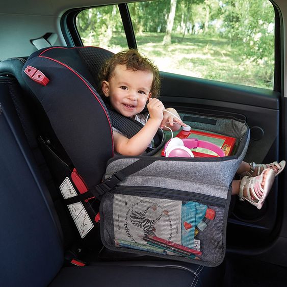 Tineo Spiel-Reisetisch Travel & Play für Autositze - Grau