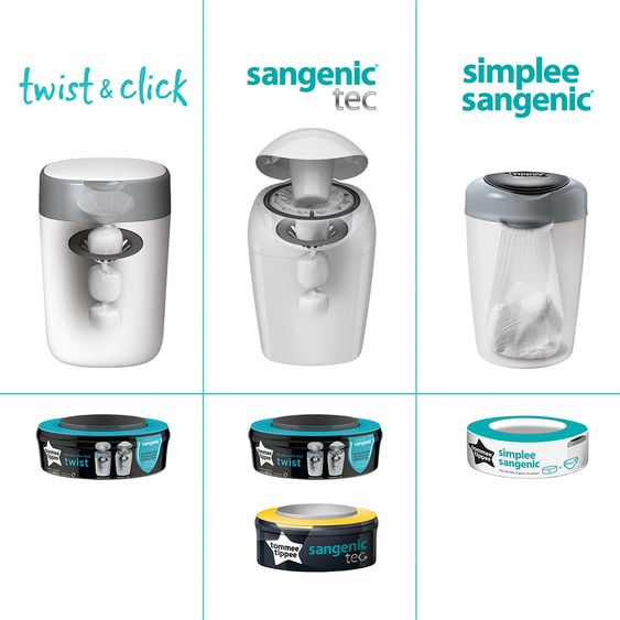 Tommee Tippee Nachfüllkassette für Windeleimer Twist & Click - 3er Pack