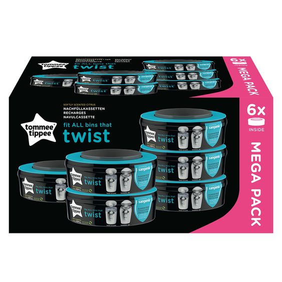 Tommee Tippee Nachfüllkassette für Windeleimer Twist & Click - 6er Pack