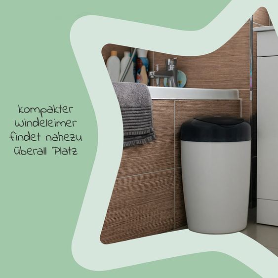 Tommee Tippee Diaper Pail Simplee Sangenic incl. 6 Refill Cassettes - Greenfilm™ - White Grey