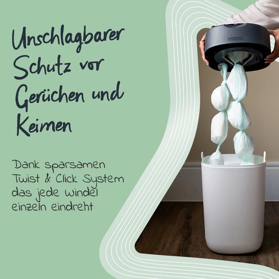 Tommee Tippee Windeleimer Twist and Click Sangenic inkl. 1 Nachfüllkassette - Greenfilm™ - Grün