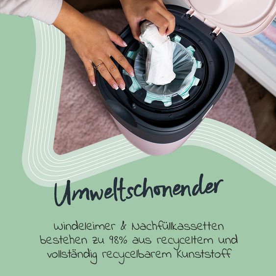 Tommee Tippee Windeleimer Twist and Click Sangenic inkl. 12 Nachfüllkassetten - Greenfilm™ - Weiß