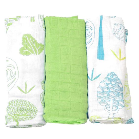 ToTs by Smartrike Mulltuch 3er Pack 120 x 120 cm - Bamboo Green