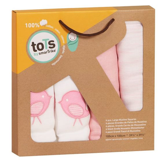 ToTs by Smartrike Mulltuch 4er Pack 100 x 100 cm - Classic Pink