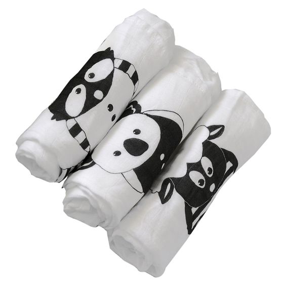 ToTs by Smartrike Mullwindel 3er Pack 80 x 80 cm - Waschbär & Freunde