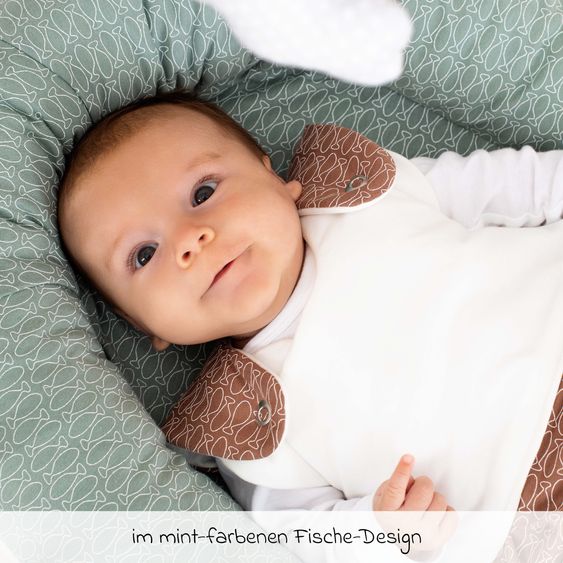 Träumeland Kuschelnest Home Comfort mit Softschaummatratze - Fische - Mint