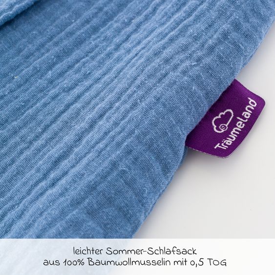 Träumeland Sommerschlafsack Liebmich Musselin - Hellblau - Gr. 70