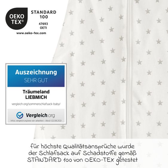 Träumeland Sommerschlafsack Liebmich - Sternchen - Grau - Gr. 70