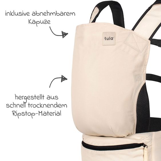 tula Baby carrier Tula Lite Ultra-Compact for on the go from 5.4 kg - 13.6 kg - 2 positions front, back incl. hip pouch - Cream