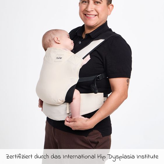 tula Babytrage & Wetterschutz Tula Lite Ultrakompakt für unterwegs von 5,4 kg - 13,6 kg - 2 Positionen Bauch, Rücken inkl. Hüfttasche - Cream