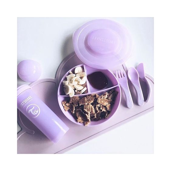 Twistshake Tischset mit Teller & Deckel - Flieder