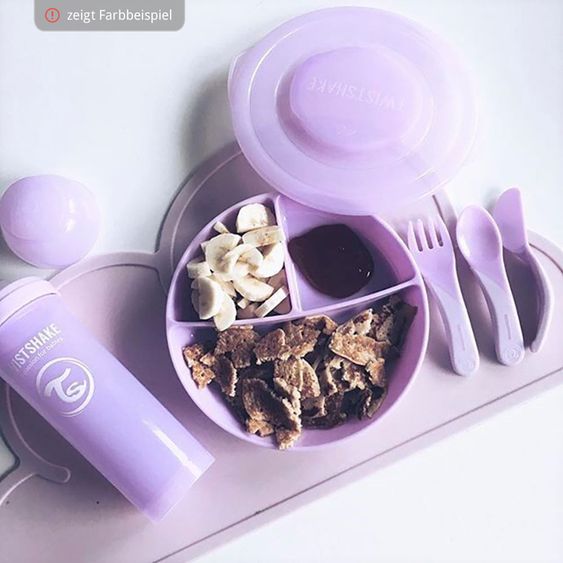 Twistshake Tischset mit Teller & Deckel - Pfirsich