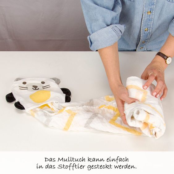 ubbi Musselin Decke & Kuscheltier Buddies 2in1 - Cat & Dog