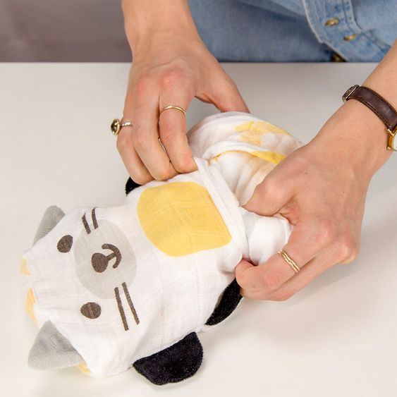 ubbi Musselin Decke & Kuscheltier Buddies 2in1 - Cat & Dog