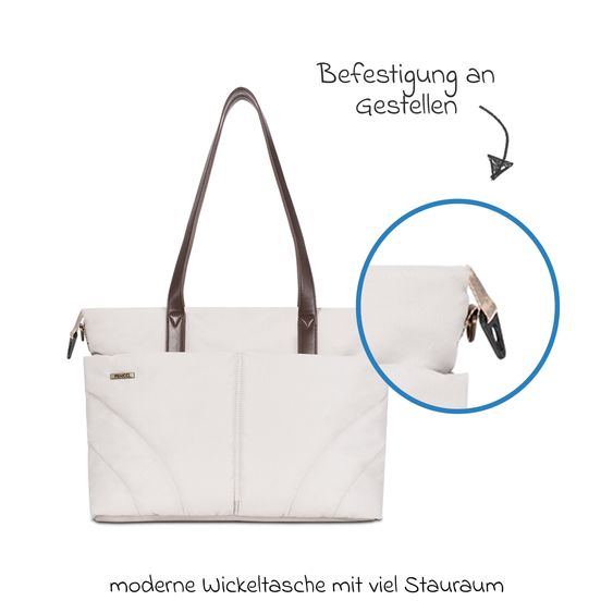 Venicci Passeggino Claro 2in1 fino a 22 kg con navicella, sedile sportivo, maniglione telescopico, posizione reclinabile, incluso parapioggia, coprigambe, catena per ciucci, carillon, gioco da afferrare e borsa fasciatoio - Vaniglia