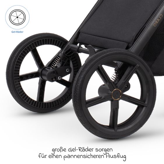 Venicci 2in1 Kombi-Kinderwagen Claro bis 22 kg mit Babywanne, Sportsitz, Teleskopschieber, Liegeposition inkl. Regenschutz, Beindecke & Wickeltasche mit Wickeunterlage - Caramel