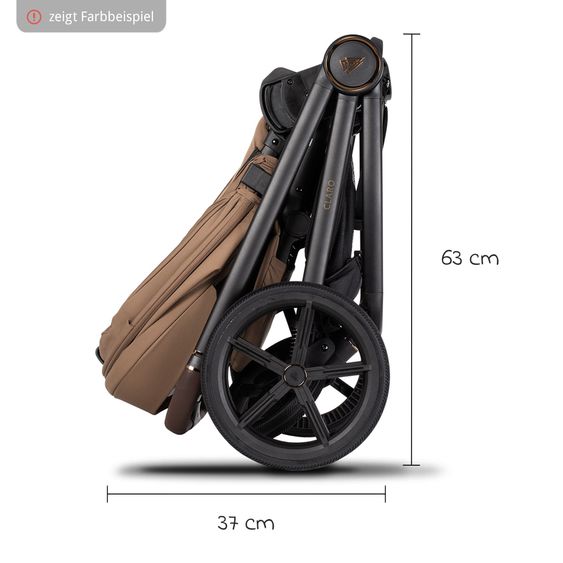 Venicci 2in1 Kombi-Kinderwagen Claro bis 22 kg mit Babywanne, Sportsitz, Teleskopschieber, Liegeposition inkl. Regenschutz, Beindecke & Wickeltasche mit Wickeunterlage - Caramel