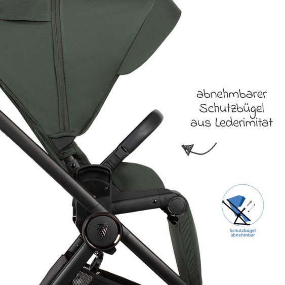 Venicci 2in1 Kombi-Kinderwagen Claro bis 22 kg mit Babywanne, Sportsitz, Teleskopschieber, Liegeposition inkl. Regenschutz, Beindecke & Wickeltasche mit Wickeunterlage - Forest