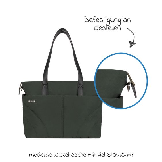 Venicci 2in1 Kombi-Kinderwagen Claro bis 22 kg mit Babywanne, Sportsitz, Teleskopschieber, Liegeposition inkl. Regenschutz, Beindecke & Wickeltasche mit Wickeunterlage - Forest