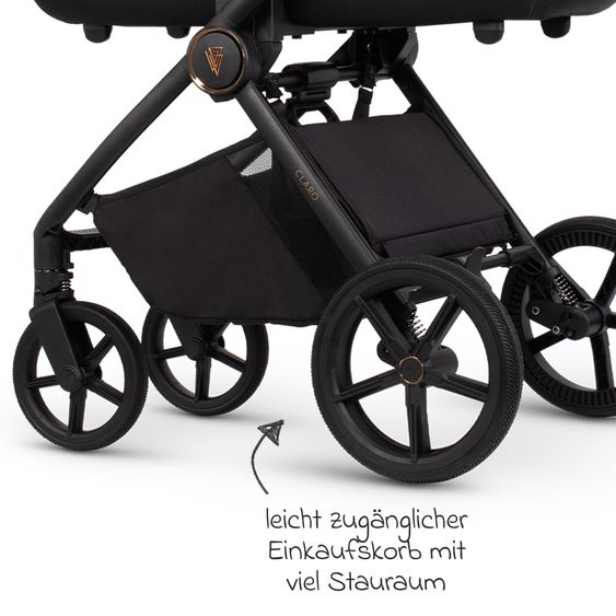 Venicci 2in1 Kombi-Kinderwagen Claro bis 22 kg mit Babywanne, Sportsitz, Teleskopschieber, Liegeposition inkl. Regenschutz, Beindecke & Wickeltasche mit Wickeunterlage - Vanilla