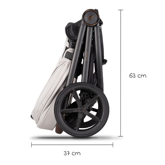 Venicci 2in1 Kombi-Kinderwagen Claro bis 22 kg mit Babywanne, Sportsitz, Teleskopschieber, Liegeposition inkl. Regenschutz, Beindecke & Wickeltasche mit Wickeunterlage - Vanilla