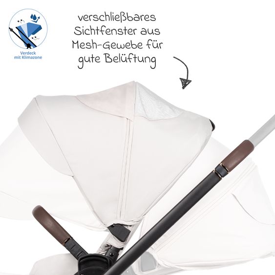 Venicci Buggy & Sportwagen Claro bis 22 kg mit Teleskopschieber, Liegeposition inkl. Beindecke - Vanilla