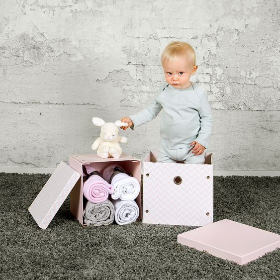 Vinter & Bloom Aufbewahrungsboxen Herringbone Storage Boxes - 2er Pack - Pink