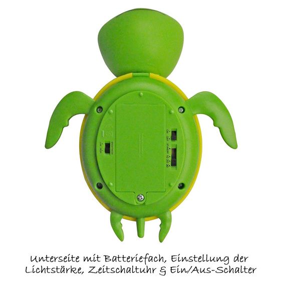 Vital Innovations Nachtlicht Babyzoo mit Zeitschaltuhr - Schildkröte Gelb Grün