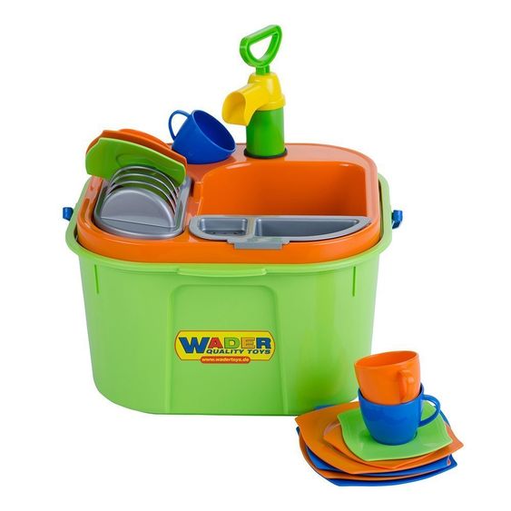 Wader Eimer Spüle mit Geschirr