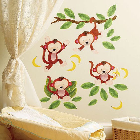 Wallies 24-tlg. Wandaufkleber-Set - Baby Monkeys