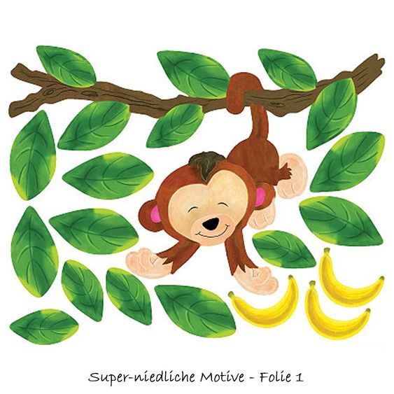 Wallies 24-tlg. Wandaufkleber-Set - Baby Monkeys