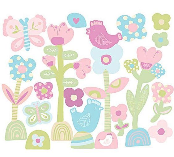Wallies 34 pcs wall sticker set - flower meadow baby Daisy
