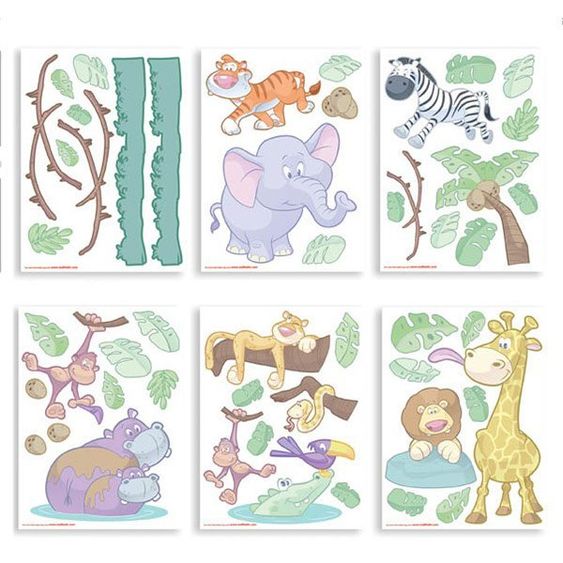 Walltastic 50-tlg. Wandaufkleber-Set - Baby Dschungel Safari