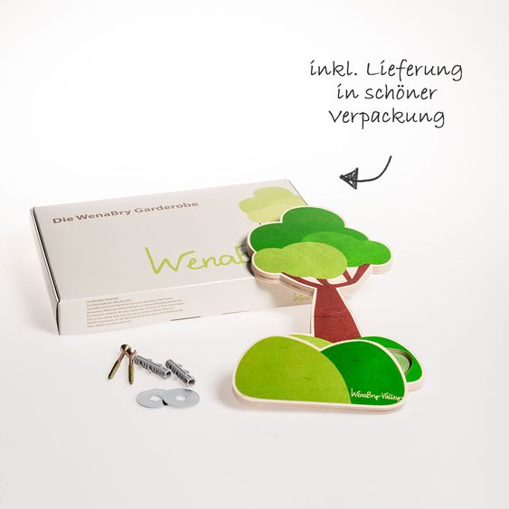 Wenabry Garderobe Baum - ohne Haken - Braun Grün