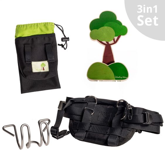Wenabry Set: Gürtel, Täschchen und Garderobe - Baum - Schwarz Braun Grün