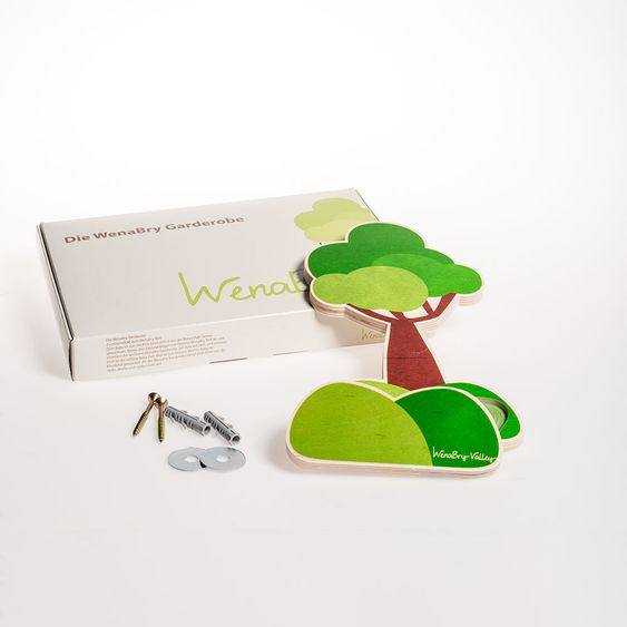 Wenabry Set: Gürtel, Täschchen und Garderobe - Baum - Schwarz Braun Grün