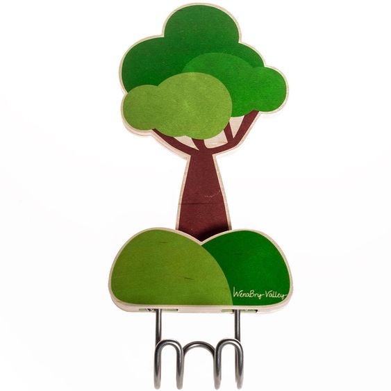 Wenabry Set: Gürtel, Täschchen und Garderobe - Baum - Schwarz Braun Grün