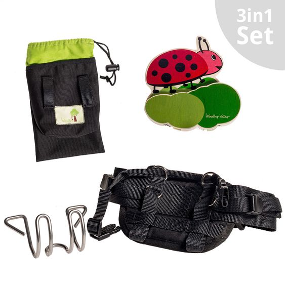 Wenabry Set: Gürtel, Täschchen und Garderobe - Marienkäfer - Schwarz Rot Grün