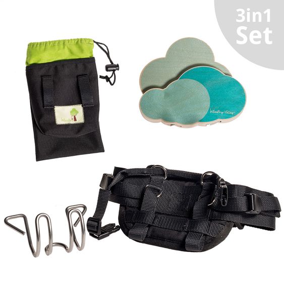 Wenabry Set: Gürtel, Täschchen und Garderobe - Wolke - Schwarz Blau Grün