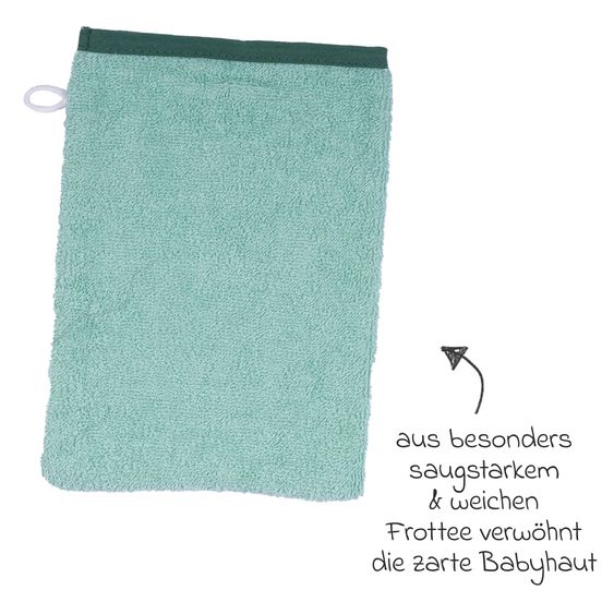 Wörner 2-tlg. Bade-Set Kapuzenbadetuch inkl. Waschhandschuh 80 x 80 cm - Stickerei Ente - Mint