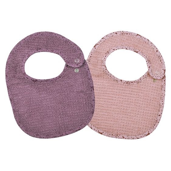 Wörner 2er Set Lätzchen Bio-Baumwolle mit Druckknöpfen - Lama - Mauve