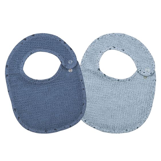 Wörner 2er Set Lätzchen Bio-Baumwolle mit Druckknöpfen - Walli - Blau