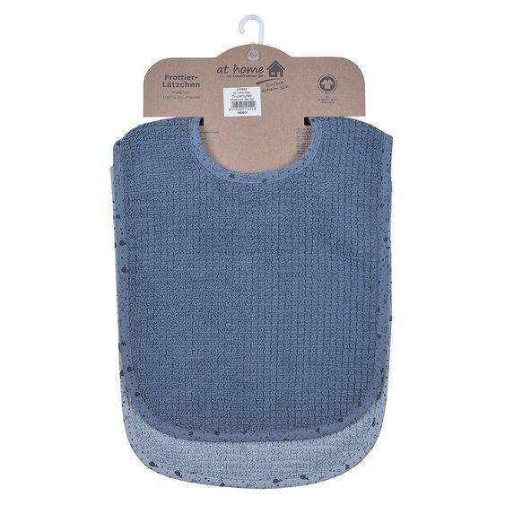 Wörner 2er Set Lätzchen Bio-Baumwolle mit Druckknöpfen - Walli - Blau